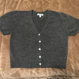 She + Sky Charcoal Button-Up Blouse